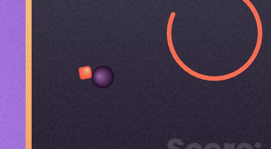 A ball touching an orange diamond-shaped point target, with the ring at the center of the table