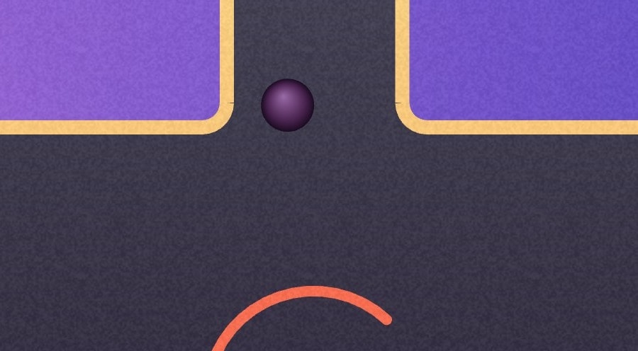 A ball entering the table through the tube at the top
